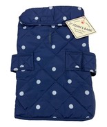 St Johns Bark Pet Apparel Dog Jacket Quilted Vest Small Navy Blue Polka Dot - $9.85