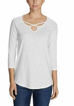 NWT!!! Eddie Bauer Ladies&#39; 3/4 Sleeve Cross-Front Tunic (XXL, White) - $19.99