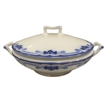 Antique WH Grindley Idris Flow Blue Olympic 9&quot; Covered Round Tureen Serv... - $93.46