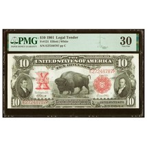1901 $10 Ten Dollar Legal Tender Red Seal United States Bison Note PMG 30 Fr.121 - £1,900.66 GBP