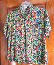 OTC Men&#39;s XL Hawaiian Shirt Parrot Macaw Birds Bright colors Red Green Blue - £10.49 GBP