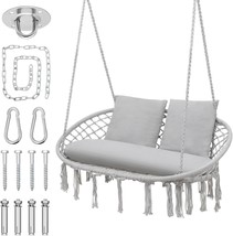 Monibloom Outdoor 2 Seater Hammock Chair With 3 Cushions, Indoor/Outdoor Hanging - £90.12 GBP
