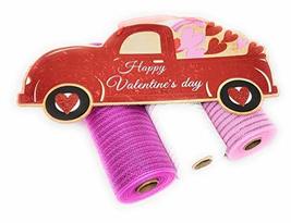 Valentine&#39;s Day Decorative 10&quot; Wide Deco Mesh Ribbon Rolls (Fuchsia, Pink, White - £24.17 GBP