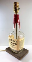 Maker&#39;s Mark Whiskey Liquor Bottle Table Lamp Light &amp; Wood Base Bar Lounge Decor - £41.25 GBP