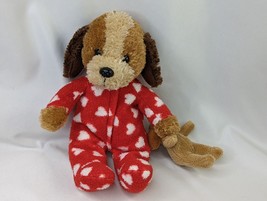 Galerie Dog Plush 9 Inch Red Heart Pajamas Stuffed Animal Toy - £11.94 GBP