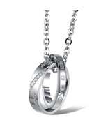 ETERNA LOVE Necklace Crystal Rings Pendant Stainless Steel Fashion Silve... - $7.91