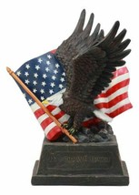 Patriotic Pride And Honor Bald Eagle Clutching American Flag Statue 10.75&quot; Tall - £36.76 GBP