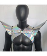 Burning Man Holographic Festival Laser Silver Armor,Rave Silver Shoulder... - $88.00