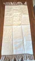 Antique Wash Stand Floral Patterned Damask Hand Towel Fringed Unused 48 x25 - $53.41