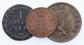 1815-1865 German States 3-Coin Lot // Baden, Hesse-Cassel, Wurttemburg - $49.50