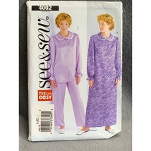 Misses Butterick 4002 Easy Sewing Pattern Nightgown &amp; Pajamas L XL - uncut - $11.69