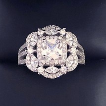 3.50 Karat Prinzessin Labor Erstellt Diamant Haufen Verlobung Ring 14K Weiß Gold - £138.68 GBP