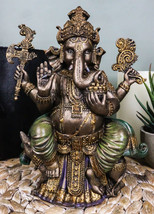 Hindu Lord Ganesha Sitting On Throne Statue Elephant God Hoysala Empire ... - $42.99