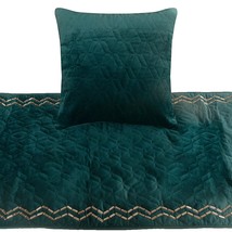 Teal Diamond Symphony - Velvet Teal Blue Decorative Bed Runner and Pillow Cover - £56.67 GBP+