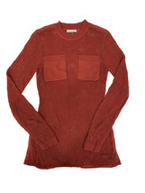 RONNY KOBO Womens Top Fishnet Long Pockets Sleeve Red Size S - £57.28 GBP