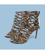 Aquazzura Beige Snakeskin Embossed Leather Gladiator Sandals Size US 11 EU 41 - $383.46 CAD