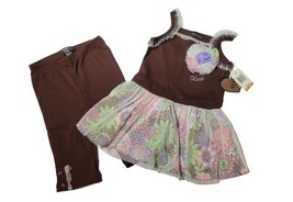Baby Girl&#39;s Brown Floral Tunic, Ribbed Leggings Set, Size 12 Months - $145.66 MXN