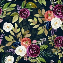Haokhome 93142 Vintage Peel And Stick Wallpaper Floral Peony Black/Fuchsia/Green - £27.25 GBP