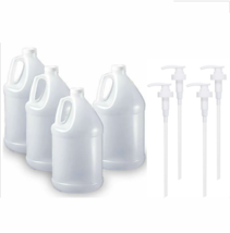 ( 4 Pack) 1 Gallon - 128 oz HDPE  Empty Plastic Bottle + CAPS +4 Pumps - £15.97 GBP