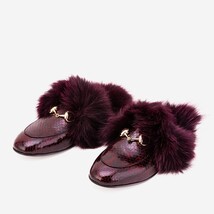 The Izmir Burgundy Patent Leather Natural Fur Women Slipper image 3