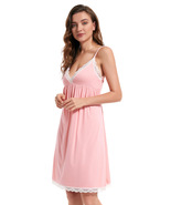 Women's cotton stitching lace sling nightdress - $27.90