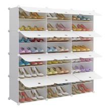 48-Pair Shoe Rack Organizer Shoe Organizer Expandable Shoe Storage Cabinet Free  - £95.11 GBP