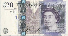 BRITISH 20 POUNDS BANKNOTE REAL CURRENCY - £54.06 GBP