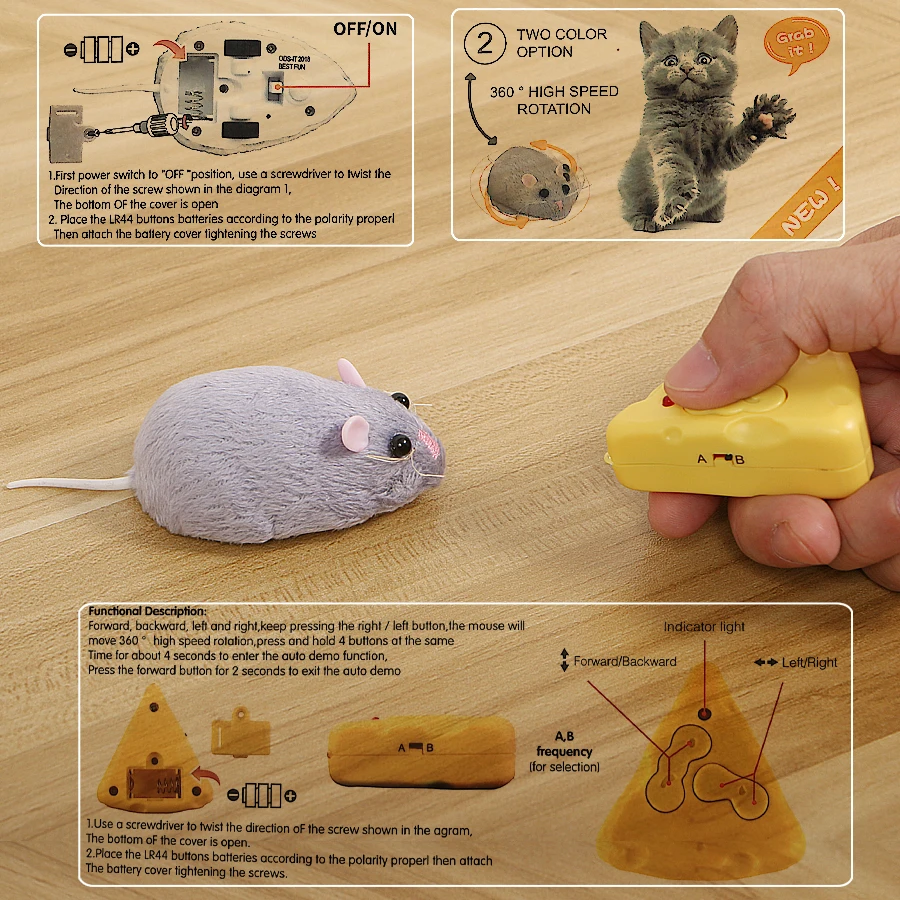 Wireless Electronic Remote Control Rat Plush RC Mouse Toy Hot Flocking Emulation - £14.51 GBP+