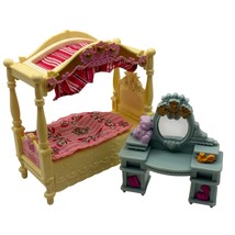 Fisher-Price Loving Family Dollhouse Bedroom Furniture Canopy Bed &amp; Vanity - $11.52
