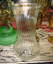 Hoosier Glass Vase CLEAR Swirl Design;#4090;Large 8½&quot; tall x 4.25&quot;;4062-4090. - £19.65 GBP