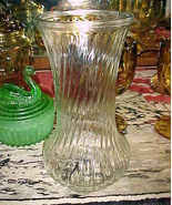 Hoosier Glass Vase CLEAR Swirl Design;#4090;Large 8½" tall x 4.25";4062-4090. - $24.99