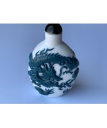 Vintage blue and white raised dragon snuff bottle - £29.67 GBP
