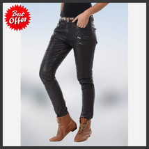 Women&#39;s Leather Pants Genuine Lambskin Leather Party Skinny Legging Trou... - $160.80 CAD