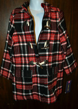 Cherokee Toddler Girls Red &amp; Black Plaid Toggle Coat Size 5T NWT - $18.01