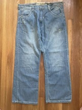 Smoke Rise Premium Men&#39;s 36x30 Jeans Blue Denim Cotton Boot Cut Light Wash - £15.52 GBP