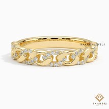 Amelie Lab Grown diamond Cuban type 14k gold half eternity band for Gift... - $198.47 CAD