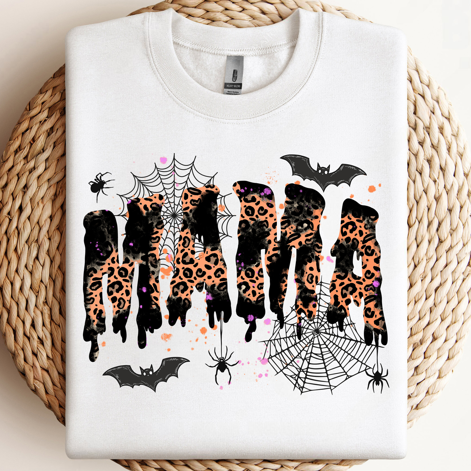 Halloween Mama PNG Shirt Design, Leopard Grunge Spider Bat PNG, Mama Spo... - $2.50