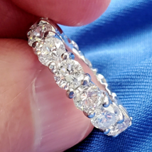 Earth mined Diamond 5 carat Deco Wedding Band Platinum Eternity Anniversary Ring - $15,176.25