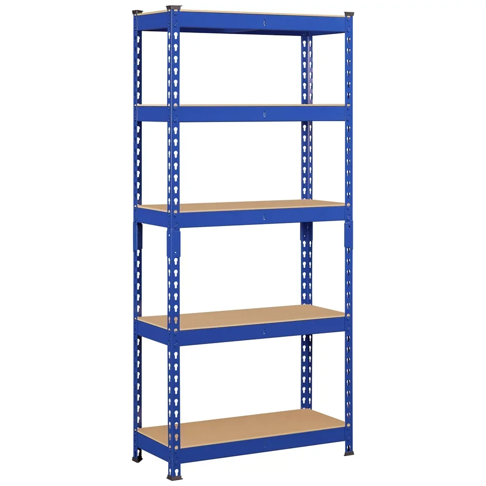 5 shelf boltless adjustable steel storage shelf unit blue holds up to 330 lb per shelf thumb200