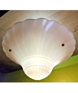 Vintage Art Deco Frosted Pink Satin Glass 11&quot; 3-Chain Ceiling Dome Light... - $94.04