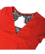Express Red Short Sleeve Top Dramatic Back Cut Out Black Floral Lace Siz... - $34.96 CAD