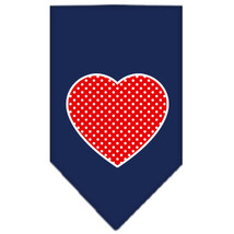 Red Swiss Dot Heart Screen Print Bandana Navy Blue Small - £9.11 GBP