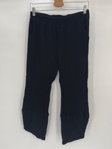 Focus Crinkle Gauze Cropped Pants Sz S Black Cotton/Rayon/Linen Summer Vacation - £23.11 GBP