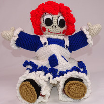 Raggedy Ann Doll Handmade Crocheted KNIT Removable Dress And Pants Super Cute  - £15.24 GBP