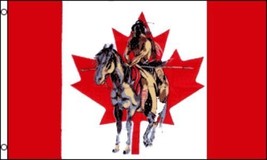 K&#39;s Novelties 3x5 Canada Canadian Indian Horse Flag 3x5 Brass Grommets with Clip - £10.18 GBP