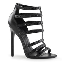 PLEASER Sexy Black Strappy Cage Sandals 5&quot; Heels Stiletto Booties SEXY15/BPU - £55.22 GBP