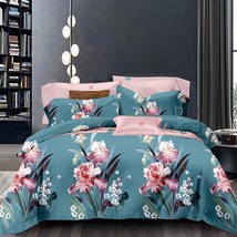 Queen Size Comforter 3 Piece All Season Bedding Botanical Floral Cottage Teal Co - £47.06 GBP