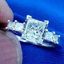 Earth mined Diamond Princess Engagement Ring 1carat Platinum Hand made Solitaire - $6,170.25