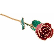 NEW Real Semi Opened Lacquered Red Colored Rose with 24k Gold Trim  - £94.00 GBP