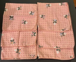 Set of 6 Fabric Napkins Pink With Flowers  16.5&quot; x 16.5&quot; Square - £9.58 GBP